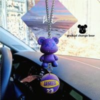 Creative Car Decoration Fashion Gradient Bear with Shoes Rearview Mirror Hanging Pendant Car Air Freshener Interior Accessories