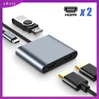 VHOIC แล็ปท็อป อะแดปเตอร์ USB 3.0 ฮับ USB C ขยายจอ แท่นวาง Type-C เป็น HDMI คู่