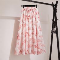 【CC】☼  Clothing 2023 New Halfskirt Mid Length Waist Floral Beach Skirt Dresses