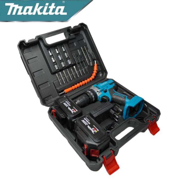 makita-สว่านไร้สาย-259v-3ระบบ-เจาะเหล็ก-เจาะคอนกรีต-ขันน็อตสกรู-เจาะกระแทกได้-พร้อมอุปกรณ์-งานเทียบ