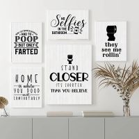 Abstract Toilet Rules Quotes Art Canvas Painting Modern Funny Bathroom Rule Sign Posters and Prints Black and White Wall Picture