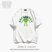 HUANGYOYO เสื้อยืดแขนสั้น100% ผ้าฝ้ายลำลองตัวอักษรการ์ตูนตลกสำหรับผู้หญิง