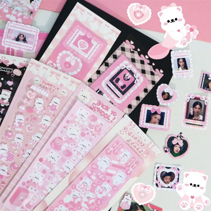 ins-cute-animal-photo-frame-stickers-creative-colorful-diy-decoration-journal-sticker-school-supplies-kawaii-korean-stationery