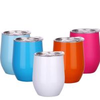 【YF】☎☞  12oz Wine Tumbler Beer Mugs With Sealed Lid Egg Shaped Cup Bridemaid Graduation