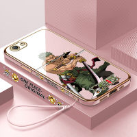 เคสสำหรับ OPPO A59 F1S (ฟรีสายคล้อง) ลายขอบสี่เหลี่ยมการ์ตูน Zoro ชุบเคสโทรศัพท์ชุบหรูหราชุบเคสโทรศัพท์นิ่ม