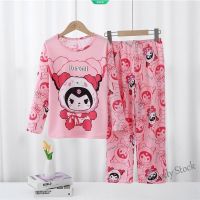 【Ready Stock】 ♝ C22 2023 New Sanrio Cute Cartoon Hellokitty Cinnamoroll Kuromi Pachacco Childrens Pajama Set Kawaii Anime Printed Long Sleeved Pants Fashion Casual Simplicity Home Cloth