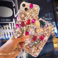 Rose Rhinestone จี้กรณีสำหรับ 11กรณีสำหรับผู้หญิงศัพท์ฝาครอบป้องกันสำหรับ 11 12 13 Pro Max ศัพท์กรณีปก