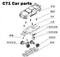 การแข่งรถเทอร์โบ1:76มินิการควบคุมระยะไกลเต็มรูปแบบชิ้นส่วน C71รถสปอร์ต