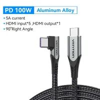 ชนิด Vention USB C ไปยัง USB C Cable PD 100W 60W ที่ชาร์จเร็วสำหรับ Samsung Macbook iPad Xiaomi ชาร์จเร็ว4.0 5A USB C สายชาร์จสายแปลง