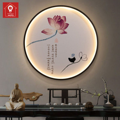 MZD【Warm Light 】New Chinese Wall Light Bedroom โคมไฟข้างเตียงบันไดทางเดินทางเข้าห้องนั่งเล่นโซฟา Modern Background Wall ตกแต่งภาพจิตรกรรมฝาผนังโคมไฟ