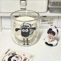 น่ารักการ์ตูนแกะคู่แก้ว300มิลลิลิตรเครื่องดื่มเย็นถ้วยกาแฟแก้วน้ำนมของขวัญที่ดีที่สุดสำหรับเทศกาลคริสต์มาส