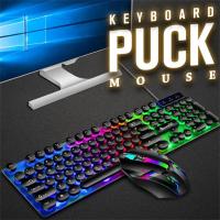 Wired Keyboard Mouse Set Colorful Backlight Ergonomic Mechanical 108 Keys Keyboard 3d Rollers Mouse For Computer Game