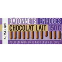 Choclated Enrobed Sticks Monoprix 150 G.