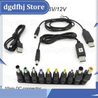 Dgdfhj Shop USB boost line DC 5V to 9V 8.4V 12V 12.6v Step UP Module 10 dc male power jack plug Converter connector Adapter charging Cable