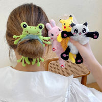 【CW】Plush Hair Rope Frog Rabbit Panda Little Yellow Duck Cows Elastic tail Holder New Woman Girl Kids Animal Scrunchies Hairband