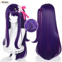 Hoshino Ai Cosplay Wig Oshi No Ko Cosplay 80Cm Long Dark Purple Rose Pink Heat Resistant Synthetic Hair Anime Wigs + Wig Cap