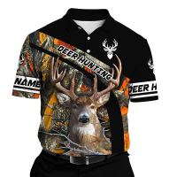 2023 new arrive- Unisex Deer Hunting 3D Printed Mens Polo Shirt For Men Summer Tops Short Sleeve  Fashion Casual Oversized Polo Shirts Workout