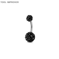 TOOL IMPROVER 1ชิ้นคริสตัลบอลสะดือห่วงสแตนเลสเจาะสะดือน่ารักบาร์เจาะสะดือ