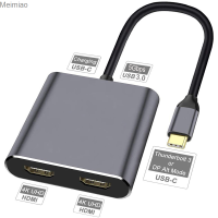 4 In1ดูอัลพอร์ต HDMI USB ฮับ C เป็น HDMI รองรับมิเรอร์และโหมดขยายด้วย USB3.0 PD ชาร์จ Usb แยกสำหรับแล็ปท็อป Type C Meimiao