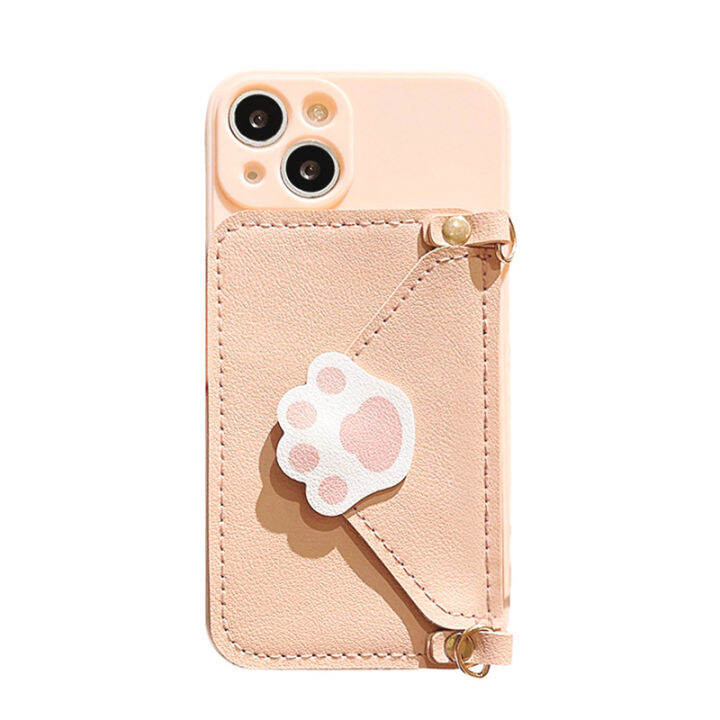 น่ารักรอยเท้ากระเป๋าสตางค์เคสโทรศัพท์สำหรับ-iphone11-กระเป๋าสตางค์หนังเคสโทรศัพท์สำหรับ-iphone12pro-crossbody-cat-claw-ที่ใส่การ์ดสำหรับ-iphone11promax-เคสโทรศัพท์น่ารักสำหรับ-iphone8-ใหม่ซิลิโคนสายหน