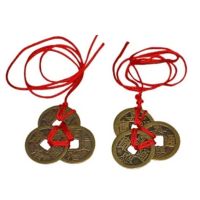 【CW】 2Sets Of 6Pcs Copper Coins Necklace Pendant Chinese Knot Feng Shui Wealth Success Lucky Charm Home Decoration For Party Gifts