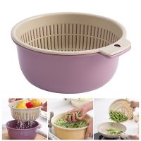 Kitchen Supplies Kitchen Double Drain Basket Fruit Vegetable Washing Strainer Collapsible Drainer Kitchen Gadgets Accessories Colanders Food Strainers