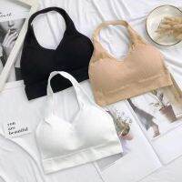 Sexy Halter Backless Sport Bra for Women Wire Free Bralette Suspenders Solid Shockproof Vest Lingerie U-shaped beautifulback bra