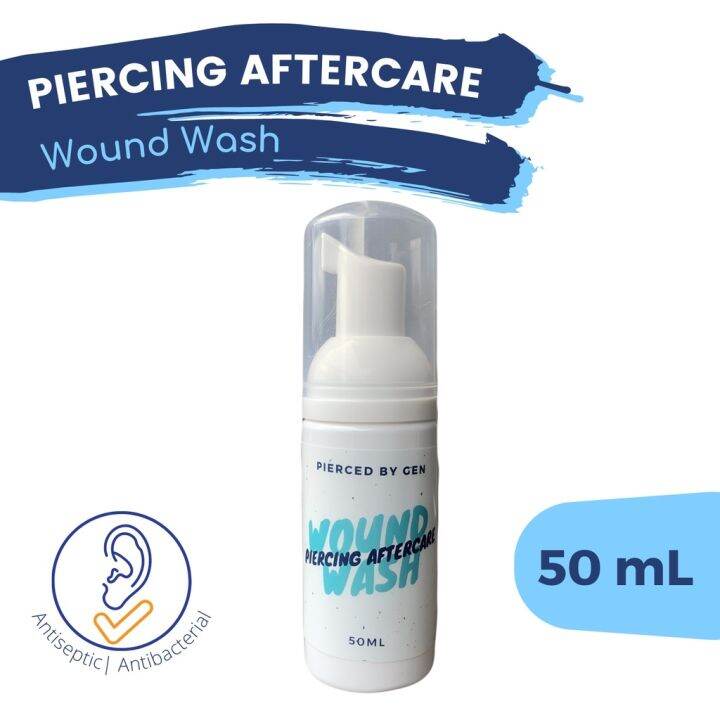 WOUND WASH SALINE SOLUTION PIERCING AFTERCARE 50ML PIERCEDBYGEN FOR