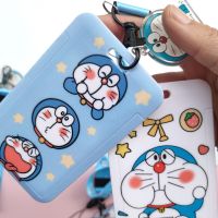 Doraemon Cartoon PVC Card Cover Student Campus Hanging Neck Bag Card Holder Lanyard ID Card Holders key chain