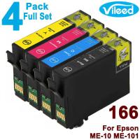 4 Pack 166XL 166 XL BK C M Y Ink for EPSON Expression ME 10 101 Colour Inkjet Printer Full Set High Capacity T1661 XL Black + T1662 Cyan + T1663 Magenta + T1664 Yellow Compatible Print Cartridge