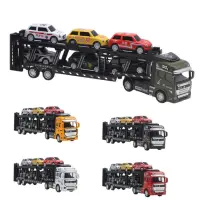 Pull Back Vehicle Set Double-Deck Detachable Metal Transporter Toys Cute Impact Resistant Transporter Model for Color Cognitive Ability No Battery Vehicle Set honest