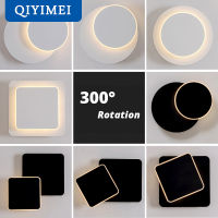 square LED Wall Lamp for Bedroom living room white black sconce wall lights 360 degrees Rotatable Metal 5W16W fixtures