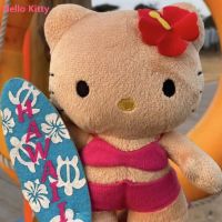 Kawaii Hello Kitty Plush Toy Sanrio Hawaii Bikini Vacation Keychain Cute Collection KT Cat Pendant Stuff Doll Decorate Girl Gift