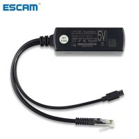 ESCAM IEEE ตัวแยก PoE ที่ใช้งาน USB 802.3af ไฟฟ้าผ่านสายอีเธอร์เน็ต2.4A 48V ถึง5V สำหรับแท็บเล็ต Dropcam หรือราสเบอร์รี่ Pi