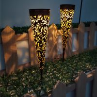 2 Pcs Metal Solar Lights Garden for Outside Garden Decoration, LED Garden Lights for Balcony Flower Boxes Lawn Path