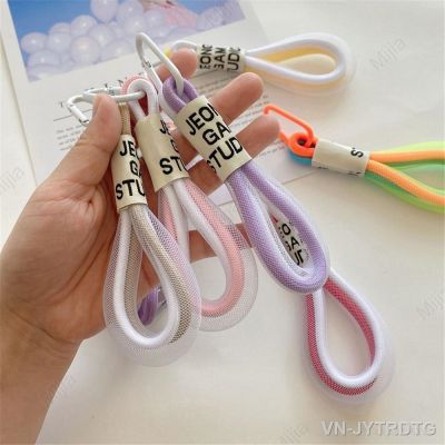 Mesh Fluorescent Keychains Mobile Phone Strap Bag Pendant Double Color Braided Rope Car Key Holder Accessories Gift