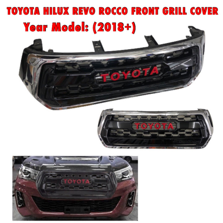 Oscpa 2018 2019 2020 2021 2022 2023 Toyota Hilux Revo Rocco Glossy Black Car Front Grille Cover 5189