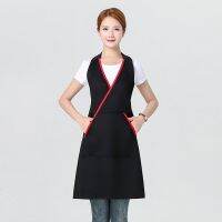 Waitress Tea Coffee Shop Cotton Apron Hotel Restaurant Kitchen Baking Cleaning Bibs With Pockets Women Home BBQ Cooking Apron Aprons