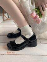 Mary Janes รองเท้าแตะสีดำวินเทจสำหรับสตรี,รองเท้ารองเท้าแฟชั่นสำหรับงานปาร์ตีสีพื้นรองเท้าสตรีสไตล์เกาหลี2023 Sp