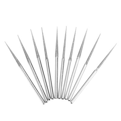 10Pcs Mini Drill Diamond Grinding Rods 3mm Shank Bur Bit Needle Grinding Carving Tool