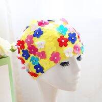 Fashion Women Bath Hat Daisy Flower Pattern Printing Bonnet Nightcap Double Layer Ruched Head Wrap Elastic Sleep Cap Swim Caps