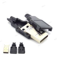 10pcs 3 in 1 Type A Male 2.0 USB Socket Connector 4 Pin Plug With Black Plastic Cover Solder Type DIY Connector 17TH