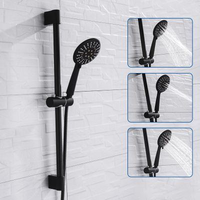 Adjustable 3 Function Black Shower Riser Slide Bar with Hand Held Shower Hose Wall Mount Shower Sliding Bar Set Free Shipping