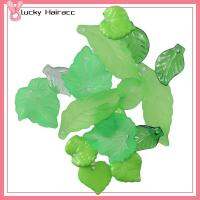 LUCKY HAIRACC 180 Pcs 180ชิ้นค่ะ ใบอะคริลิค สีเขียวอ่อน 6รูปแบบ ลูกปัดเม็ดกลม การทำหัตถกรรม จี้ใบเมเปิ้ล สร้อยคอสำหรับผู้หญิง