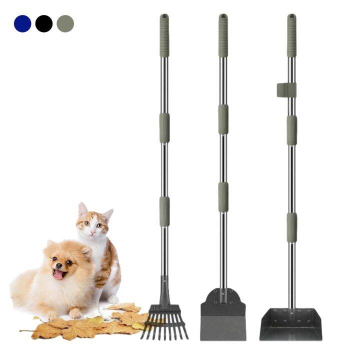 3Pcs/Set Dog Pooper Scooper Pet Feces Metal Broom Dustpan Shovel Cleaning Supplies Poop Picker