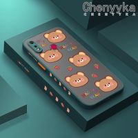 เคส Chenyyka สำหรับ Realme 3 3i 3 Pro เคสการ์ตูนหมีมีความสุขขอบสี่เหลี่ยมดีไซน์ใหม่ฝ้าบางกันกระแทกเคสซิลิโคนซิลิโคนโทรศัพท์แข็งคลุมทั้งหมดเคสป้องกันเลนส์กล้อง