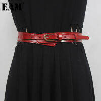 [EAM] Pu Leather red buckle long wide irregular Belt Personality Women New Fashion Tide All-match Spring Autumn 2022 1DE4081