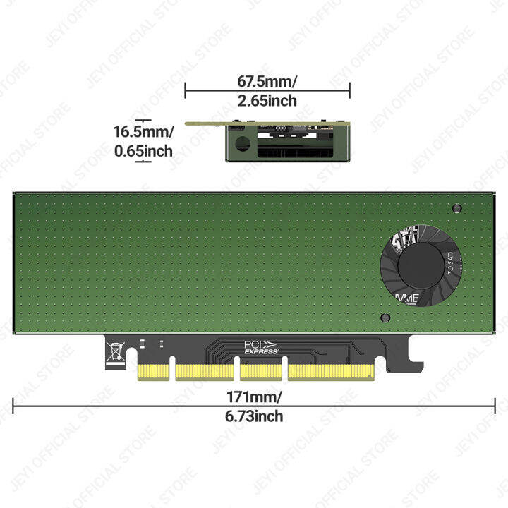 jeyi-อะแดปเตอร์4-0-pcie-แบบคู่-m-2-sk9สำหรับ-nvme-อลูมิเนียมพร้อมพัดลมเทอร์โบ-nvme-คีย์-m-และ-sata-คีย์-b-ssd-เป็น-x8-x4-pcie-ช่องเสียบคอมพิวเตอร์-x16ช่องเสียบทางการ-jeyi-อารมณ์สีเขียว