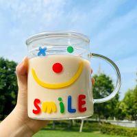 [HOT XSJK,XHKWQ 513] 700มิลลิลิตรสูง Borosilicate แก้วยิ้มถ้วยแก้วทนความร้อนแก้วกาแฟด้วยฟางแก้วแอมป์; ฝานมอาหารเช้าถ้วยบ้าน Drinkware