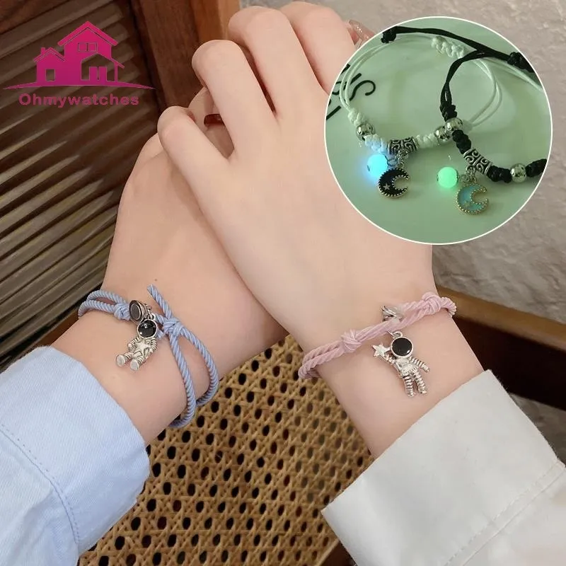 2pcs Couples Bracelet Sun & Moon Heart Magnetic Friendship 